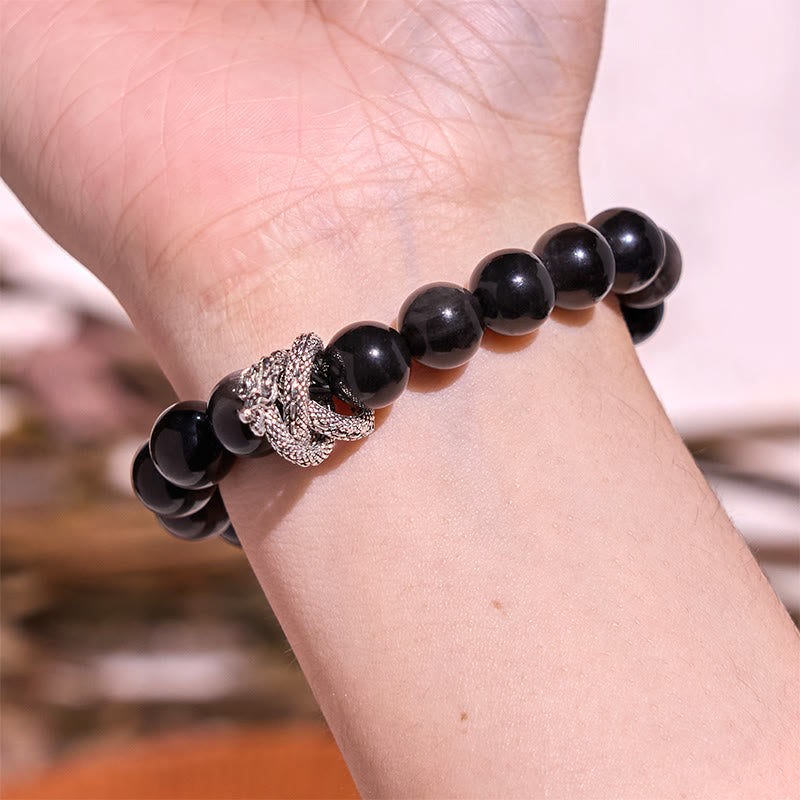 Foviel Silber Sheen Obsidian Drachenschutz Armband
