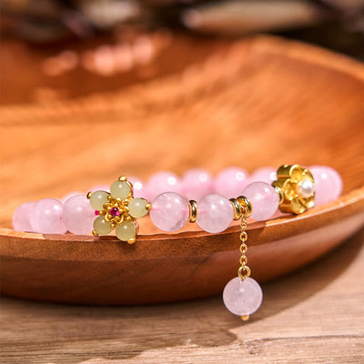 Foviel Rosa Kristall Citrin Blume Wärme Armband