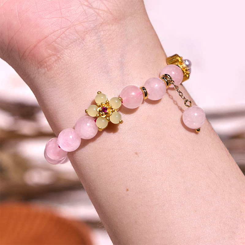 Foviel Rosa Kristall Citrin Blume Wärme Armband