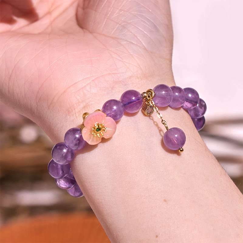 Foviel Amethyst Peach Blossom Fortune Meditation Bracelet