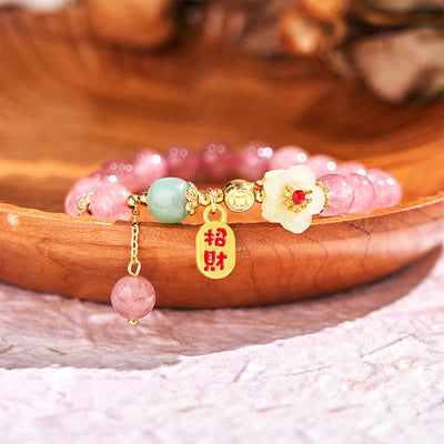 Foviel Natürliche Erdbeerquarz Blossom Fu Charakter Positivität spirituell Armband