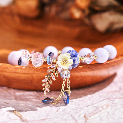 Foviel Blue Crystal Amethyst Sun Stone Green Aventurine Healing Bracelet