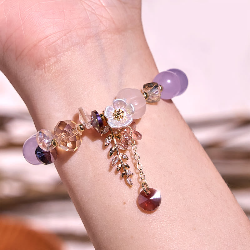 Foviel Blue Crystal Amethyst Sun Stone Green Aventurine Healing Bracelet