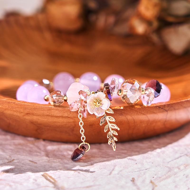 Foviel Blue Crystal Amethyst Sun Stone Green Aventurine Healing Bracelet
