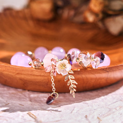 Foviel Blue Crystal Amethyst Sun Stone Green Aventurine Healing Bracelet