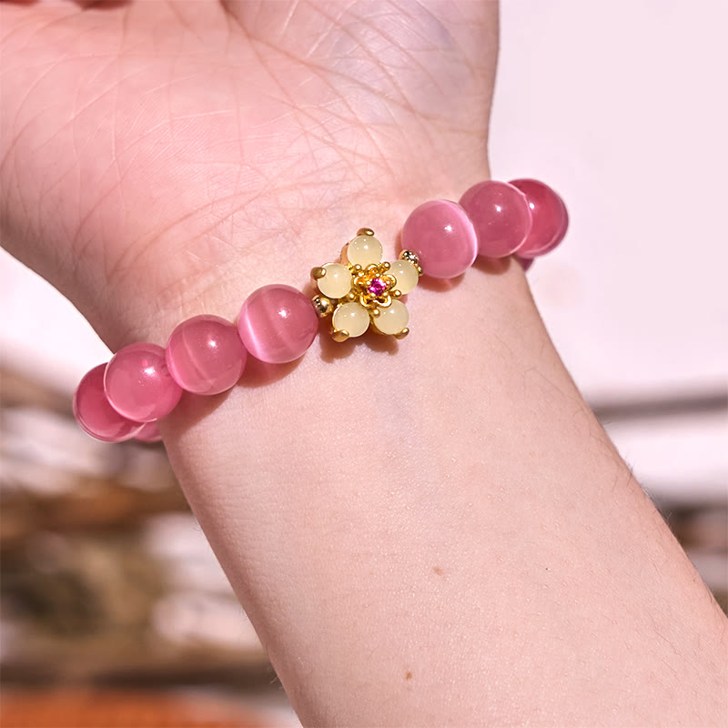 Foviel Cat's Eye Chrysoberyl Flower Love Bracelet