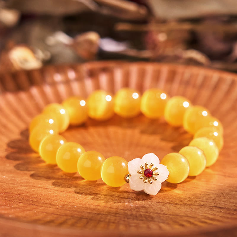 Foviel Cat's Eye Chrysoberyl Flower Love Bracelet
