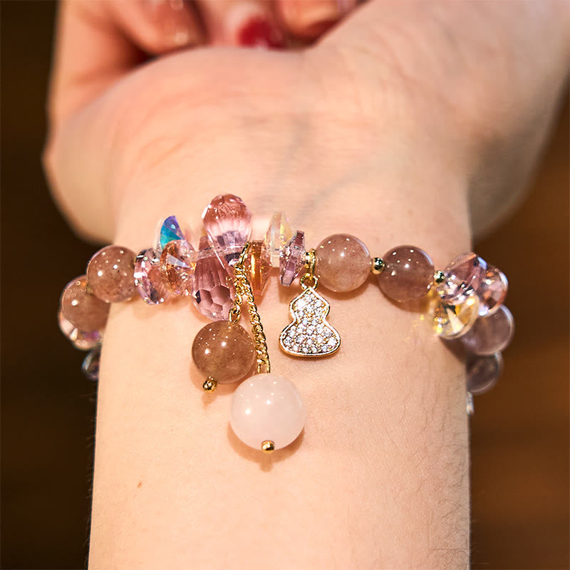 Foviel Strawberry Quartz Crystal Gourd Positive Bracelet