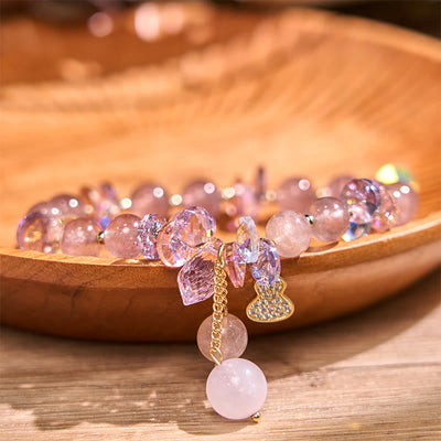 Foviel Strawberry Quartz Crystal Gourd Positive Bracelet