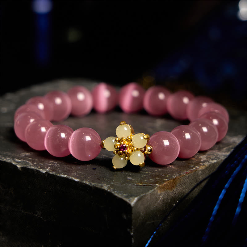 Foviel Katzenauge Chrysoberyl Blumen-Liebes-Armband