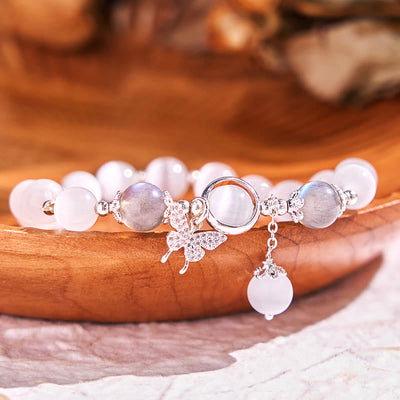 Foviel Katze Auge Moonstone Schmetterling Stern Charm Unterstützung Armband