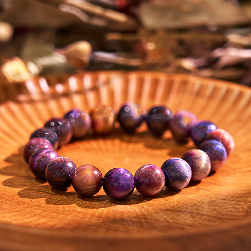 Foviel Natural Purple Tiger Eye Protection Strength Bracelet