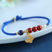 Foviel Klein Blue String South Red Agate Garnet Blue Aventurine Lazurite Lapis Lazuli Copper Butterfly Fu Character Positive Bracelet