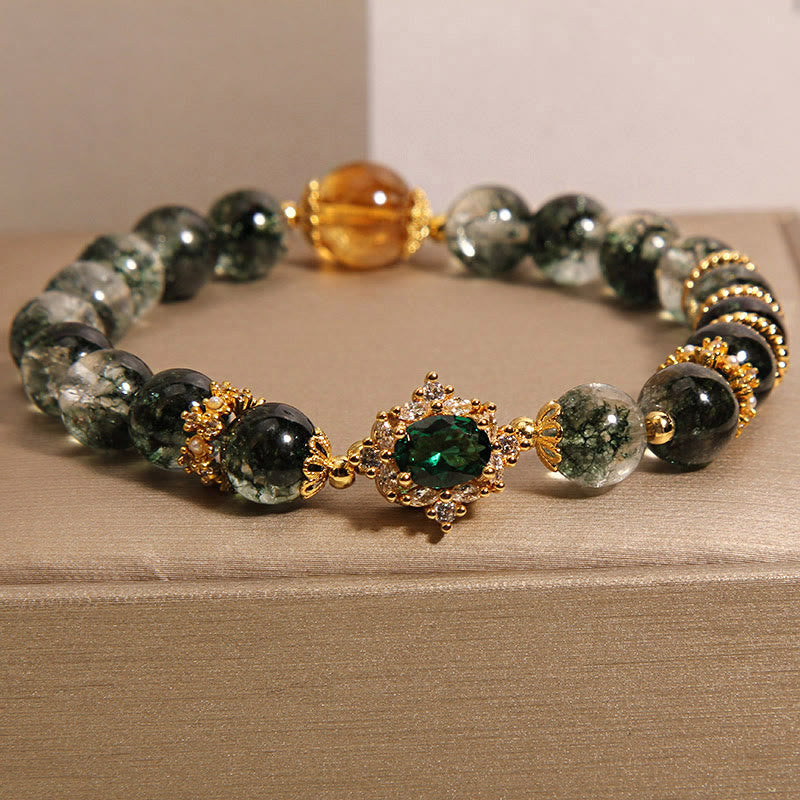 Buddha Stones Green Phantom Green Crystal Confidence Bracelet Bracelet BS Green Phantom Green Crystal Citrine(Wrist Circumference: 14-16cm)