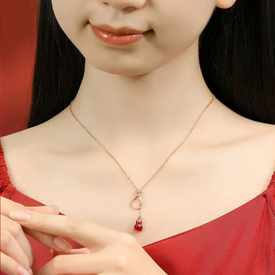 Buddha Stones Red Agate Chalcedony 925 Sterling Silver Gourd Lucky Bag Confidence Necklace Pendant Necklaces & Pendants BS 2