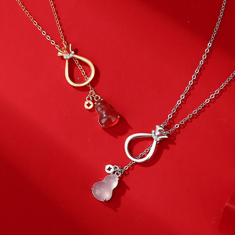 Buddha Stones Red Agate Chalcedony 925 Sterling Silver Gourd Lucky Bag Confidence Necklace Pendant Necklaces & Pendants BS 3