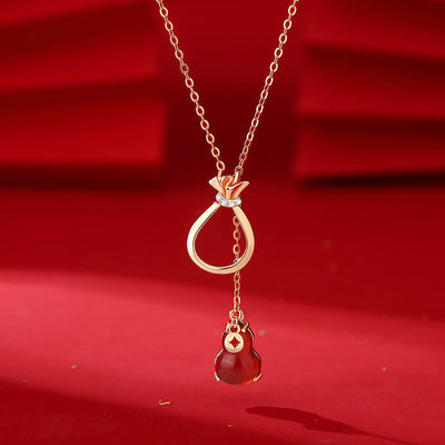 Buddha Stones Red Agate Chalcedony 925 Sterling Silver Gourd Lucky Bag Confidence Necklace Pendant Necklaces & Pendants BS 1