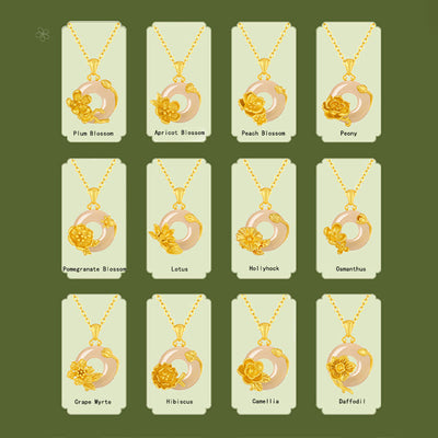 Buddha Stones Chalcedony 925 Sterling Silver Peace Buckle Flowers Necklace Pendant Necklaces & Pendants BS 41
