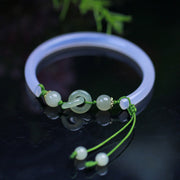 Bracelet jonc à maillons en agate blanche naturelle et jade de Hetian Foviel
