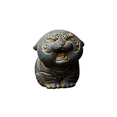 Foviel Mini Statue de tigre mignon en résine coulée pour décoration intérieure contre la rouille et la poudre de fer