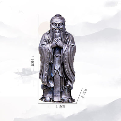 Buddha Stones Handmade Confucius Iron Powder Rust Cast Resin Statue Home Decoration Decorations BS 28