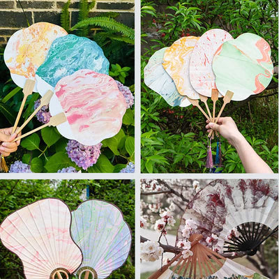 Buddha Stones DIY Chinese Lacquer Fan Blank Painting Handheld Fan Fan BS 5