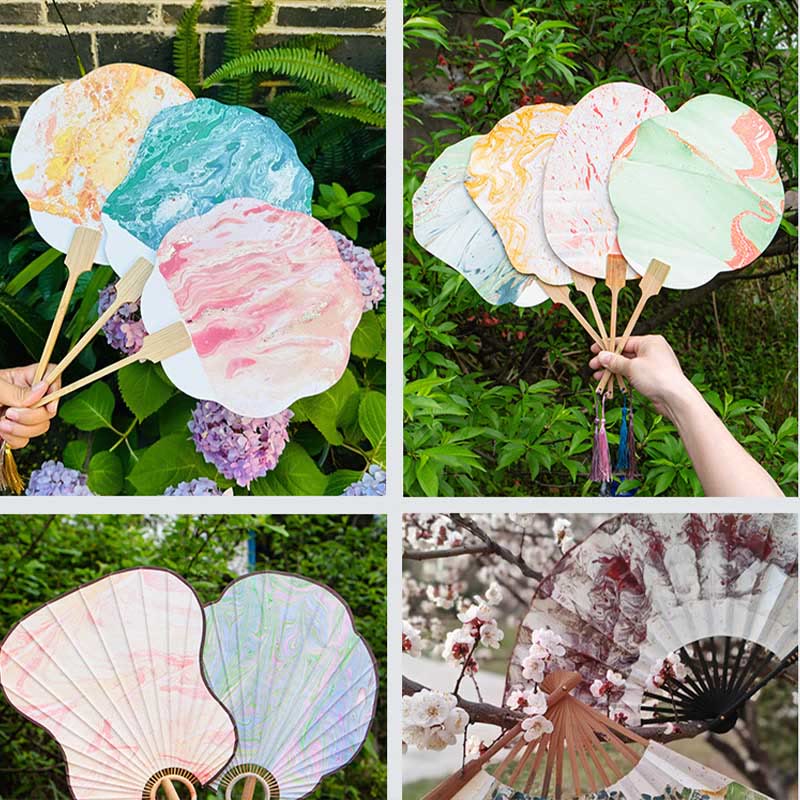 Buddha Stones DIY Chinese Lacquer Fan Blank Painting Handheld Fan Fan BS 5