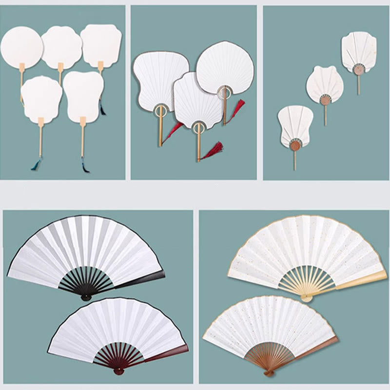 Buddha Stones DIY Chinese Lacquer Fan Blank Painting Handheld Fan Fan BS 20