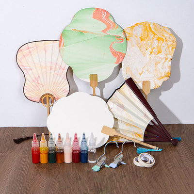 Buddha Stones DIY Chinese Lacquer Fan Blank Painting Handheld Fan Fan BS main