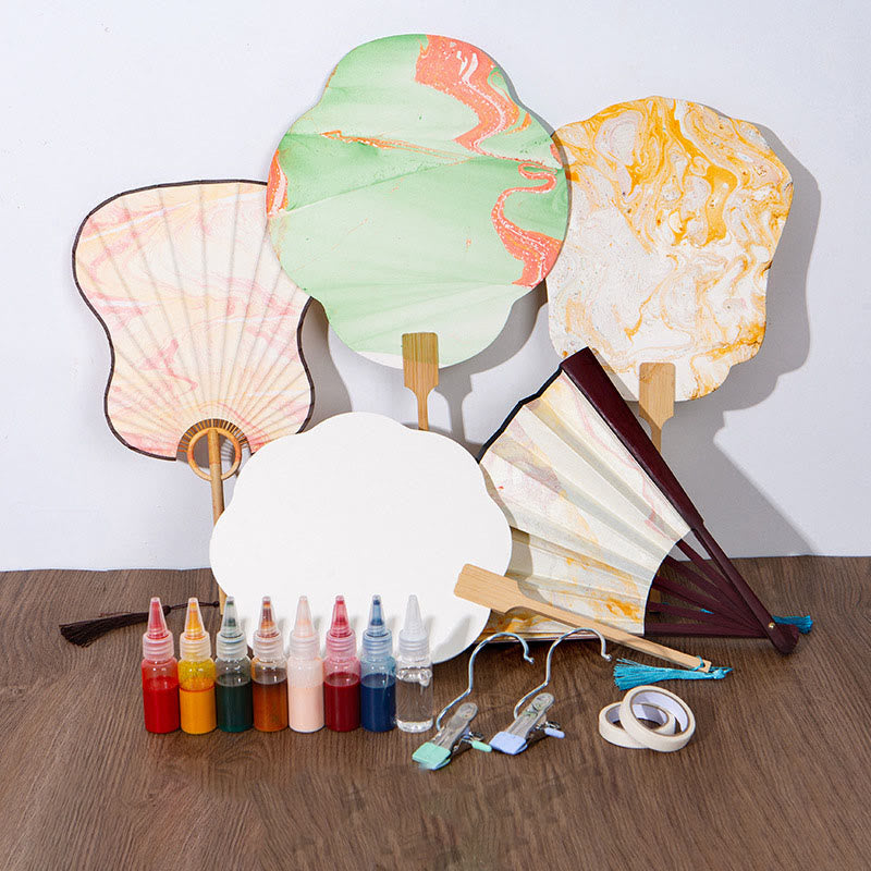 Buddha Stones DIY Chinese Lacquer Fan Blank Painting Handheld Fan Fan BS main