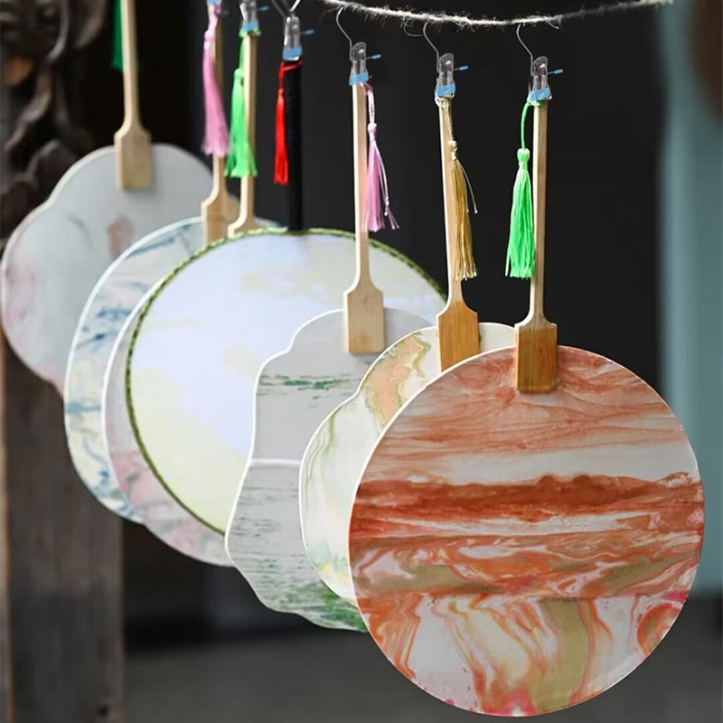 Buddha Stones DIY Chinese Lacquer Fan Blank Painting Handheld Fan Fan BS 9