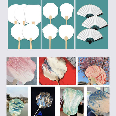 Buddha Stones DIY Chinese Lacquer Fan Blank Painting Handheld Fan Fan BS 24