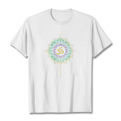 Foviel OM Yellow Green Gradient Lotus Cotton Tee T-shirt
