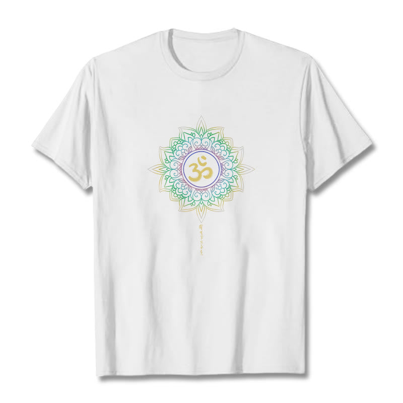Foviel OM Yellow Green Gradient Lotus Cotton Tee T-shirt