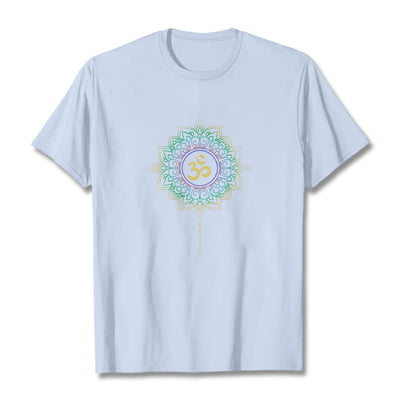 Foviel OM Yellow Green Gradient Lotus Cotton Tee T-shirt