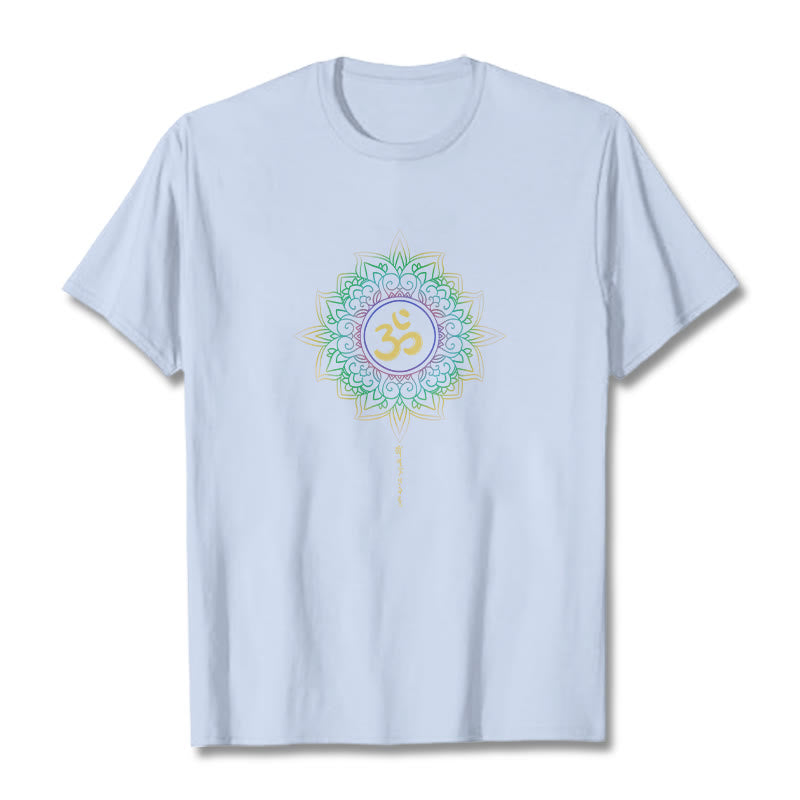 Foviel OM Yellow Green Gradient Lotus Cotton Tee T-shirt