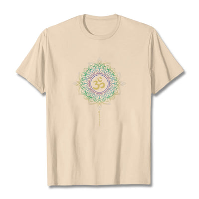 Foviel OM Yellow Green Gradient Lotus Cotton Tee T-shirt