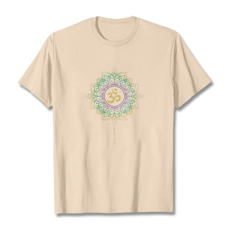 Foviel OM Yellow Green Gradient Lotus Cotton Tee T-shirt