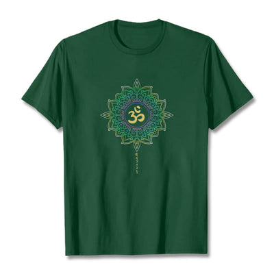 Foviel OM Yellow Green Gradient Lotus Cotton Tee T-shirt