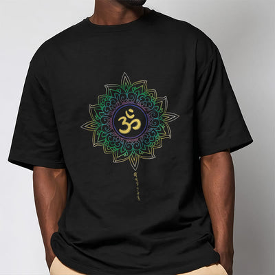Foviel OM Yellow Green Gradient Lotus Cotton Tee T-shirt