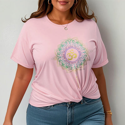 Foviel OM Yellow Green Gradient Lotus Cotton Tee T-shirt