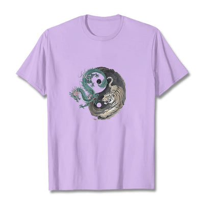 Foviel Tiger Dragon Yin Yang Cotton Tee T-shirt