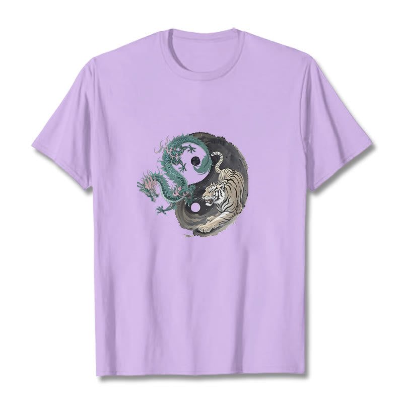 Foviel Tiger Dragon Yin Yang Cotton Tee T-shirt
