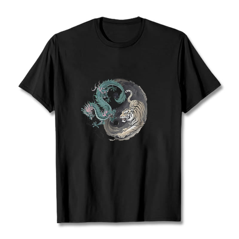 Foviel Tiger Dragon Yin Yang Cotton Tee T-shirt