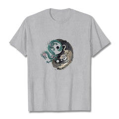 Foviel Tiger Dragon Yin Yang Cotton Tee T-shirt