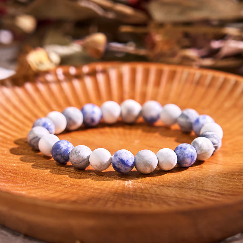 Buddha Stone Various Crystals Malachite Lazurite Lapis Lazuli Hemimorphite Calmness Bracelet - Blue Spot Jasper(Wrist Circumference: 14-16cm) - image 15