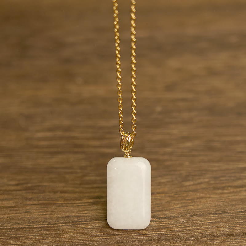 Foviel Hetian Jade Silver Prosperity Necklace Pendant