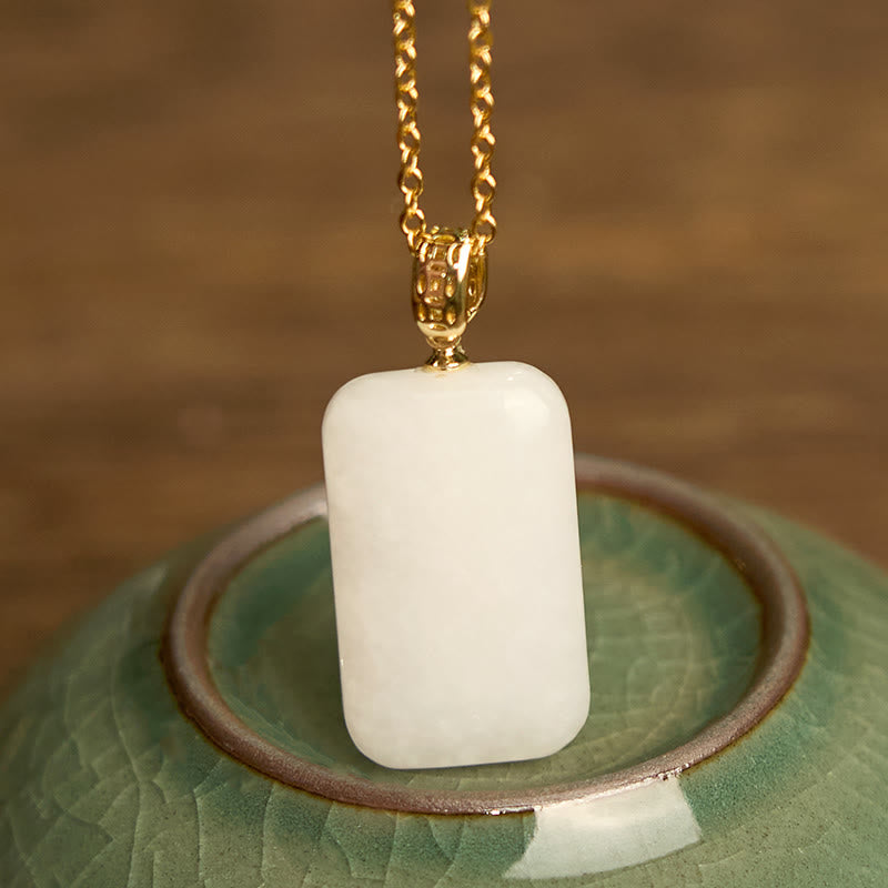Foviel Hetian Jade Silver Prosperity Necklace Pendant