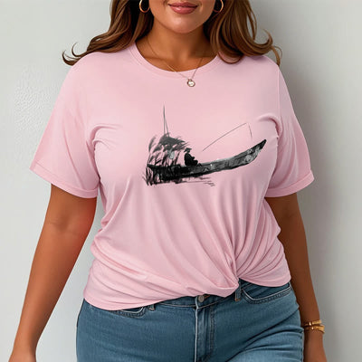 T-shirt en coton à motif herbe pour la pêche en bateau Foviel