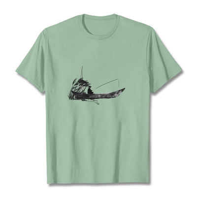 T-shirt en coton à motif herbe pour la pêche en bateau Foviel
